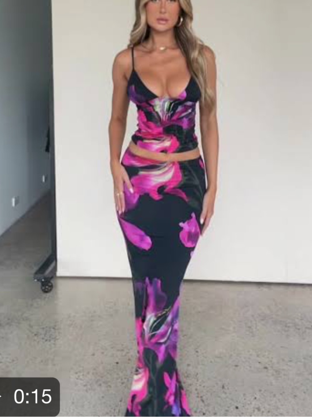 White Fox Boutique Setwith Fuchsia Floral Print